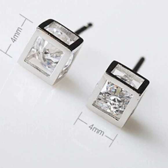 🌟  Silver CZ Stud Earrings - Picture 2 of 4